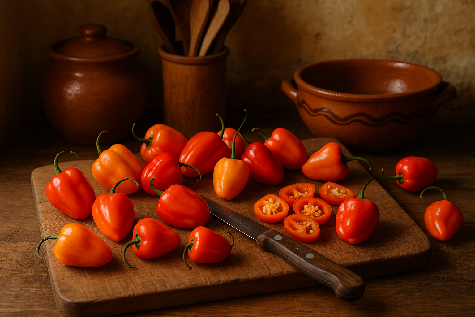 cocina artesanal cocinando con chiles habaneros